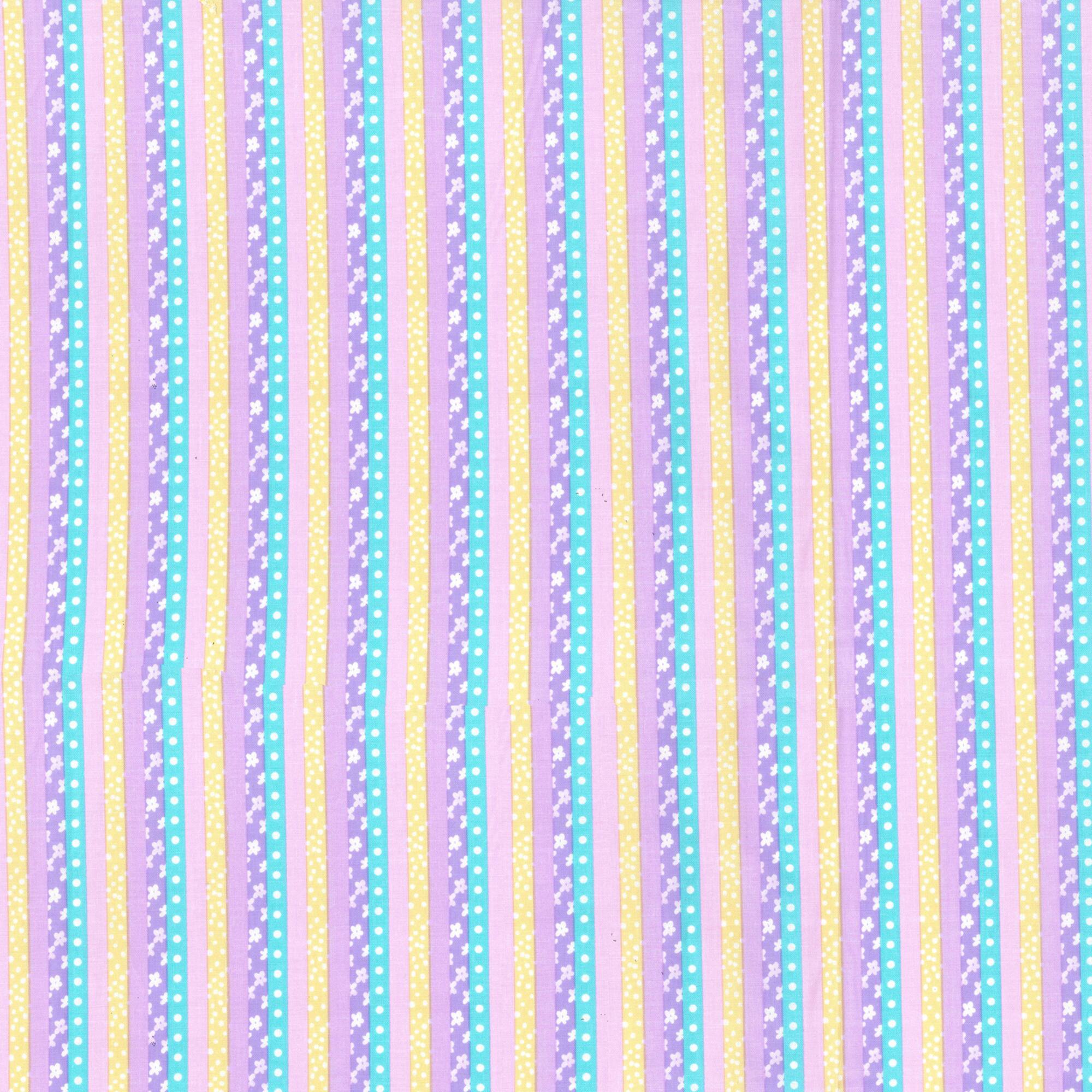 Fabric Traditions Purple Flower Stripe Cotton Fabric